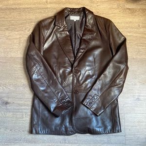 Pelle studio brown leather blazer jacket large